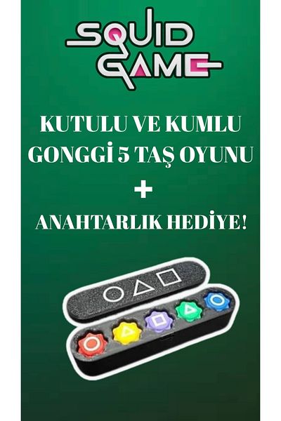 Squid Game 5 Stones with Sand and Boxes - Keychain Gift