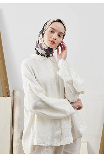 Fresh وشاح من القطن والحرير، متعدد الزهور بنمط البرقوق