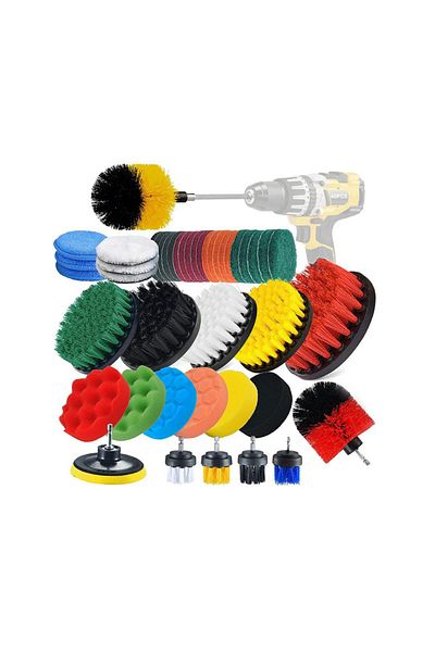 COOYA 45-Piece Cleaning Brush Set, Includes Scrubbing Brushes, Scrubbing Pads and Sponges for Bathroom