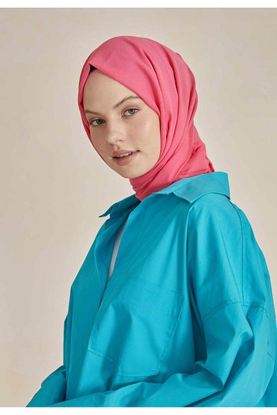Fresh Thin Cotton Voile Shawl Dark Pink