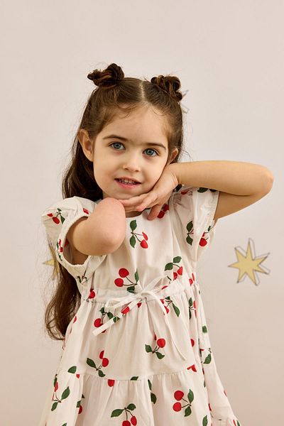 Fahhar Kids Rochie stratificată cu model cireșe