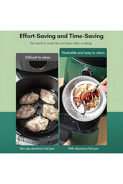COOYA Disposable Foil Trays, Round , Safe Material, for Air Fryers Baking Roasting(50 Pcs/6 Inch)