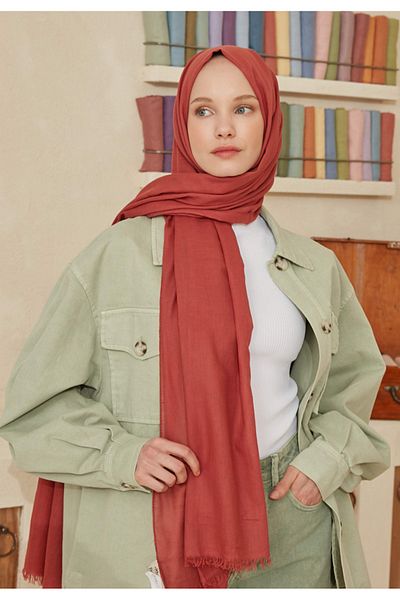 Fresh Thin Cotton Voile Shawl Peach