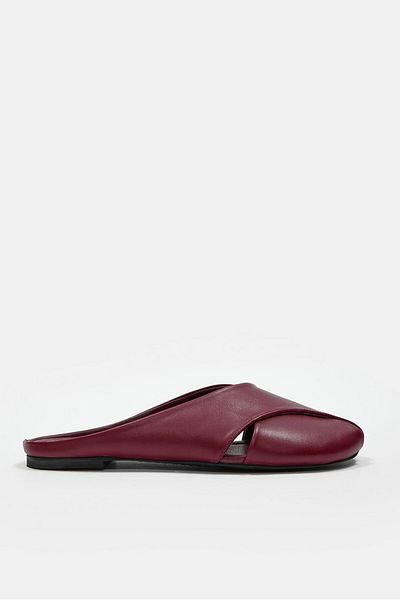 NILUFARR Papuci de damă Maree Burgundy din piele naturală