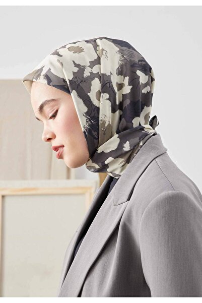 Freshscarfs Βαμβακερό μεταξωτό κασκόλ σε χρώμα βιζόν - Με σχέδιο πολλαπλών λο...