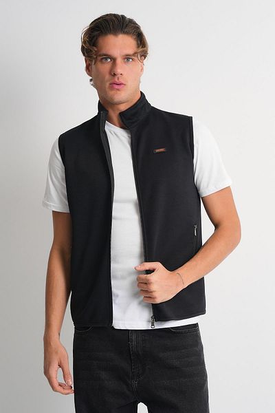 ALEXANDERGARDI Stand Collar Zippered Side Pocket Sleeveless Vest