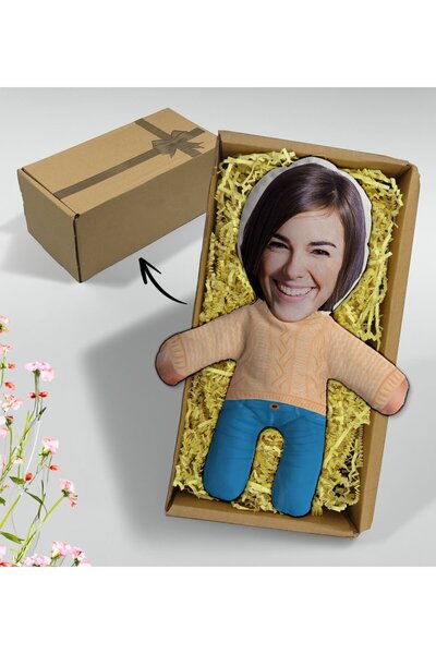 Bk Gift Hediye Kutusunda Kişiye Özel Eğlenceli Surat Bebek Yastık-9, Arkadaşa Hediye, Sevgiliye Hedi