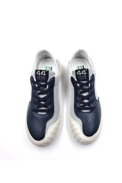 MARCOMEN Hakiki Deri Ve Fileli Tekstil Hafif Tasarım Gri Lacivert Erkek Spor Ayakkabı