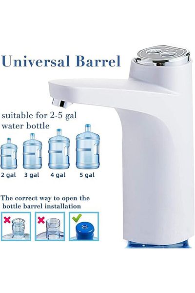 COOYA Water Dispenser Pump, Water Bottle Pump, USB Charging for 3-5 Gallon(White)