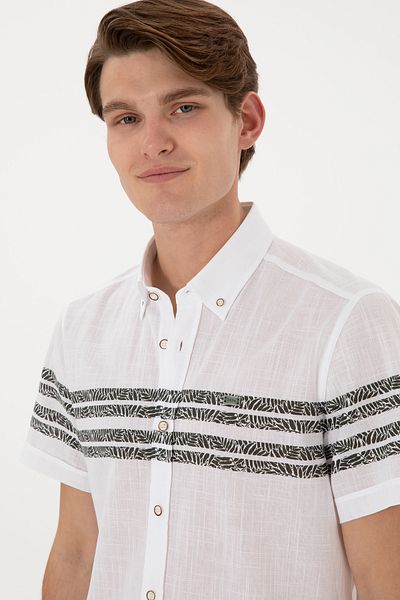 U.S. Polo Assn. Ανδρικό κοντομάνικο πουκάμισο σκούρο χακί 50305921-VR111