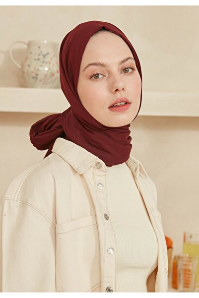 Freshscarfs Λεπτό βαμβακερό σάλι βουάλ σε σκούρο μπορντό