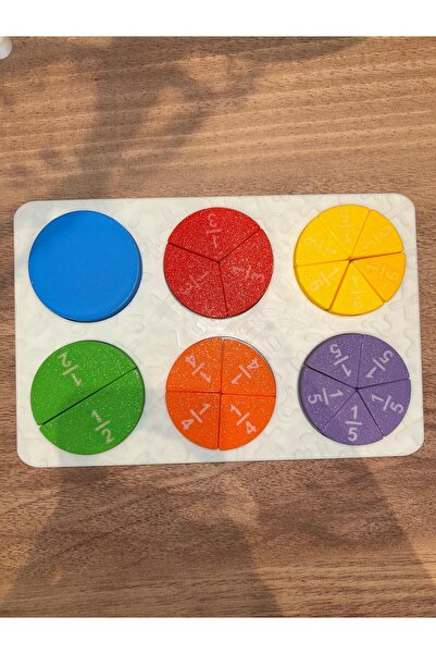 Atlas Lab Kesirler Eğitici Puzzle 🧩 – 3D Baskı Rengarenk Fraction Oyunu 🌈 | Montessori Matematik Seti 📚