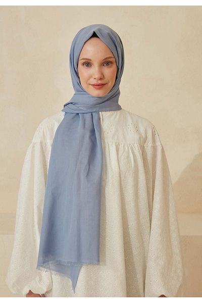 Fresh Thin Cotton Voile Shawl Mystic Blue