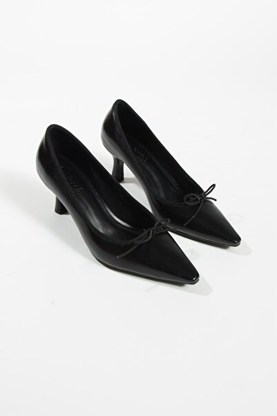 Seniorah Torre Black Metallic Skin - Women's Pointed Toe Heeled Shoes