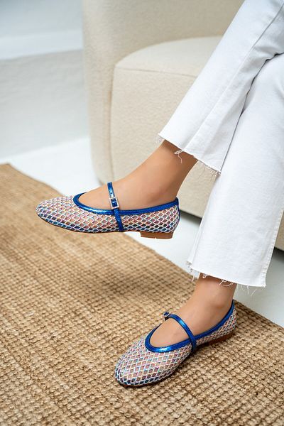 LamintaGlobal Balerini de damă Laura Saks Blue Buckle Mesh