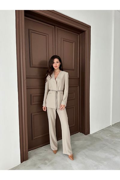 IDA Collection Slim Belt Suit Beige