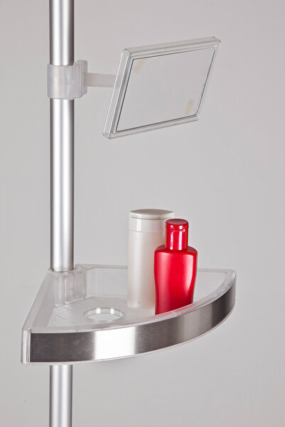 Prima Nova Διαφανές γωνιακό ράφι από φυσικό αλουμίνιο - Καθρέφτης και ανοξείδωτο