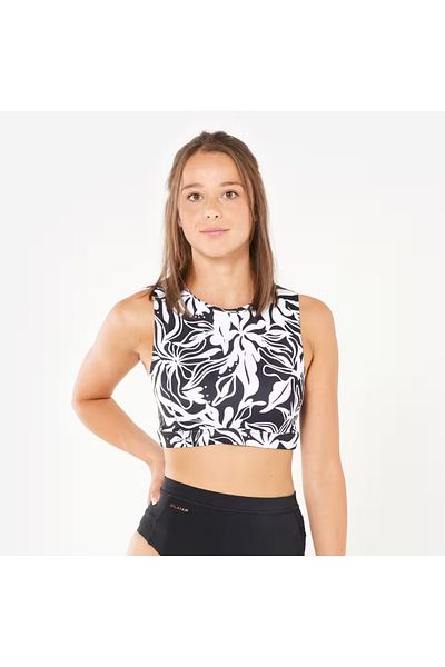 Decathlon Women's Round Neck Bikini Top with Breast Pad - Patterned -