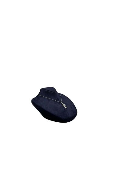 MeGass Dekor Domestic Production Floor Model Geranium Fabric Navy Blue Color Height 19 cm Width 16 cm Necklace Jewelry Mannequin