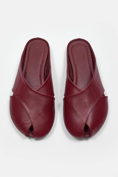 NILUFARR Papuci de damă Maree Burgundy din piele naturală