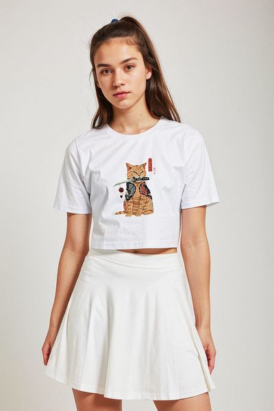 The Lucid Lab Tricou Crop Catana - Alb