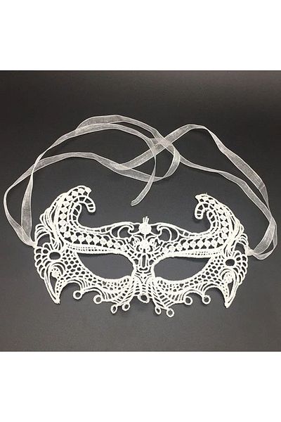 SAVA HOME COLLECTİON White Color Lace Cut Lace Embroidered Prom Party Mask No 1