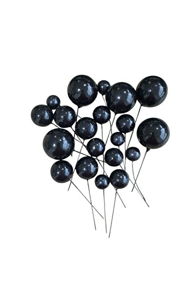 PASTRY PLANET Set de bile metalice negre pentru decorarea tortului 20 buc