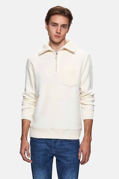 Tween Pulover din amestec de lână ecru slim fit