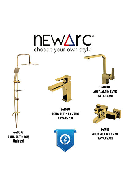 Newarc Aqua Altın Lavabo,Banyo,Eviye,Aqua Altın Duş Ünitesi 941888L-941528-94...