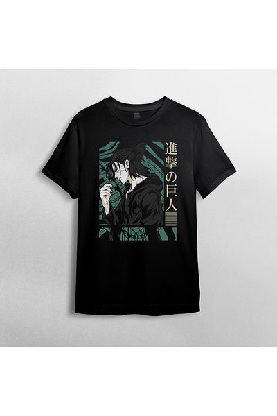 Pixxa Attack On Titan Eren Jaeger_ 100% βαμβακερό μπλουζάκι με λαιμόκοψη μοντέλο 16