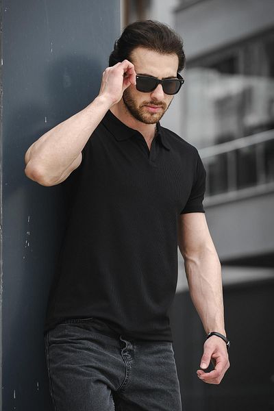 Oksit Ανδρικό μπλουζάκι Ht Peha Slim Fit Otoban Fabric Apaç Collar
