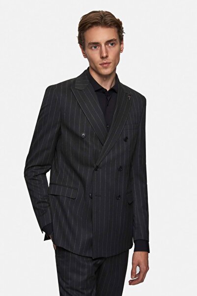 Tween Slim Fit Lacivert Çizgili Takim Elbise