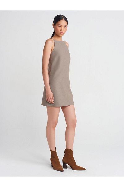 Dilvin Camel Strap Short Dress