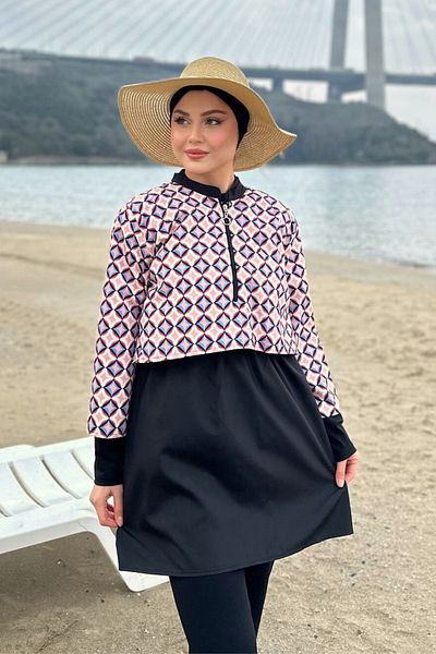 Bipantolon Γυναικείο Οβάλ Τετράγωνο Πούδρα 3 τεμαχίων Μαγιό Hijab 8286