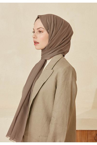 Fresh Thin Cotton Voile Shawl - Dusty Brown