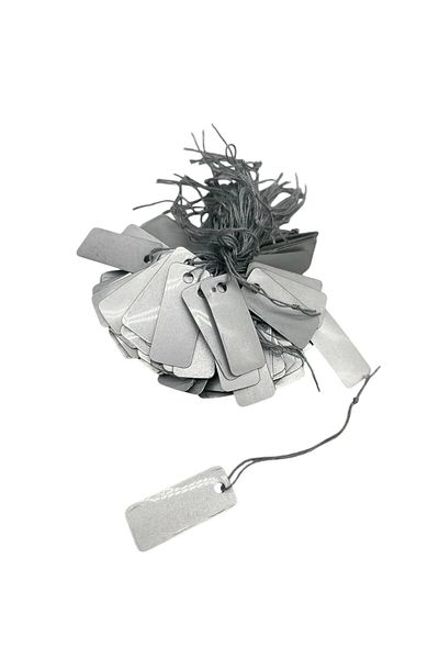 MeGass Dekor Domestic Production Large Size Silver Color 2.5/1cm 80 Pieces Cardboard String Price Tag