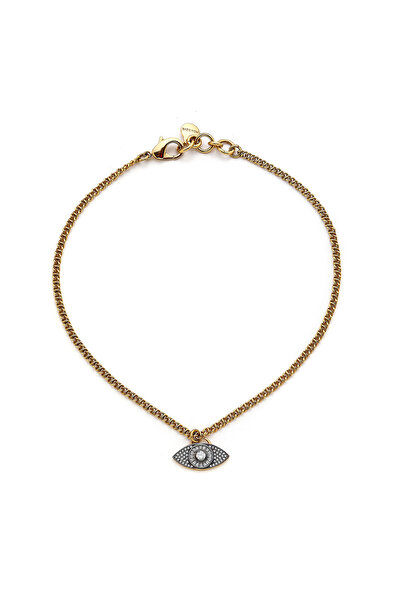 Mon Reve Rue Altın Kaplama Zirkon Göz Zincir Kolye
