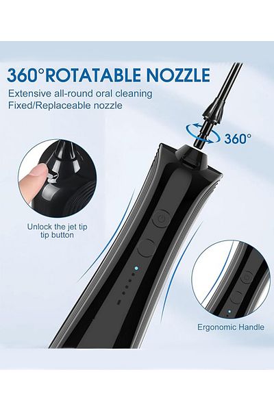 h2ofloss H2oflos Water Toothpaste -5 modes wireless portable, IPX7 waterproof mouthwash rechargeable - BK