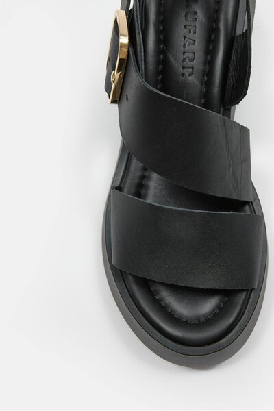 NILUFARR Leonie Black Genuine Leather Heeled Sandals
