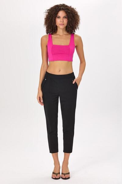 İKİLER Beli Lastikli Cep Detaylı Pantolon 025-2005