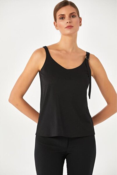 İKİLER Strappy Buckle Detailed Blouse - 024-1033