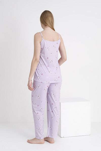 Miss Dünya Lissa Floral Patterned Maternity and Maternity Suspender Pajama Set