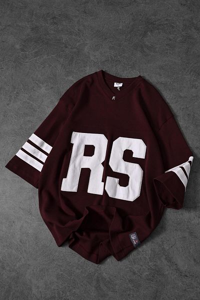 Slatra Ανδρικό μπλουζάκι μπορντό RS Jersey με κέντημα με λαιμόκοψη σε μεγάλο μέγεθος
