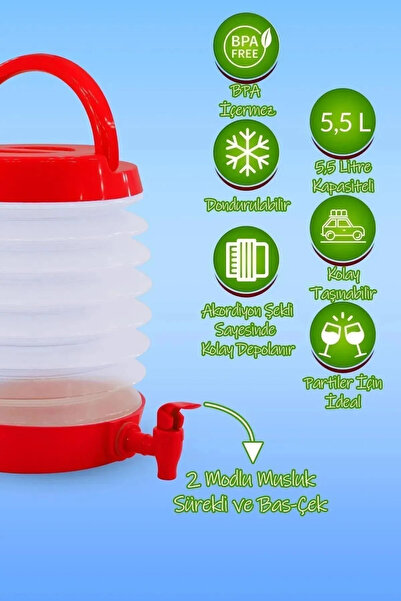 NUBLADO Folding Water Can with Faucet Outdoor Accordion Camping Fountain Picnic Carboy Drink Bottle Bucket Red.