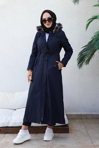 giyze Bondit Hijab παλτό με κουκούλα Navy Blue 1054