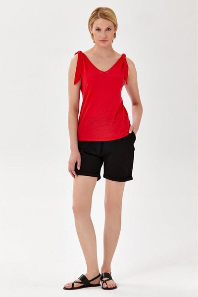 İKİLER Bow Detailed Sleeveless Blouse - Shoulders 024-1008