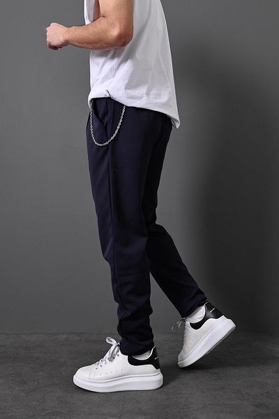 Slatra Ανδρικό υφασμάτινο παντελόνι Navy Blue Chain
