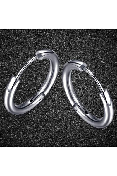 Takı Dükkanı Thin Hoop Unisex - Men & Women - Pair of Stainless Steel Earrings (2 Pieces) Mse5