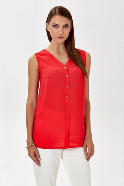 İKİLER V-Neck Tank Top - Buttoned Front, Model 024-3019