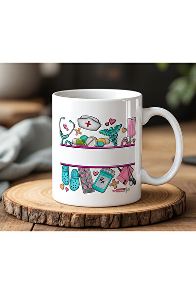 BB TRADE White Ceramic Printed Mug Cup with Health Design 330ml